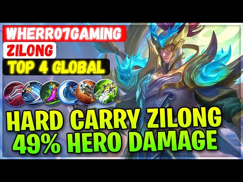Hard Carry Zilong 49% Hero Damage [ Top 4 Global Zilong ] wherr07gaming - Mobile Legends Build