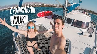Our MedSailors Sailing Adventure BEGINS! Catamaran Boat Tour (Mediterranean Cruise Day 1)