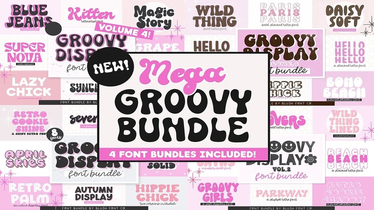 MEGA GROOVY RETRO FONT BUNDLE Font Free Download