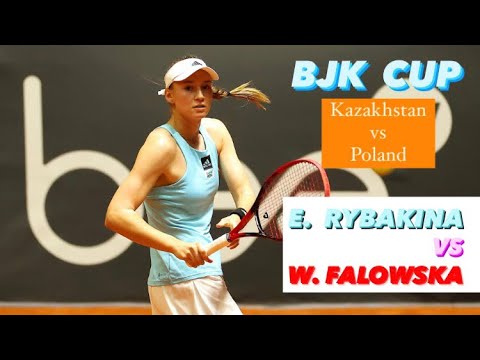 Elena Rybakina vs Weronika Falkowska BJK Cup 2023 Kazakhstan vs Poland.