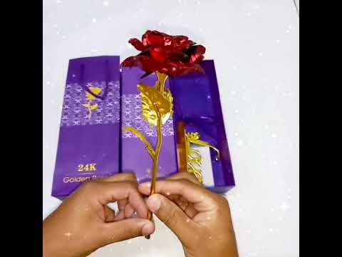 Neural 0879 24k Artificial Golden Rose/Gold Red Rose With Gift Box (10 Inches)