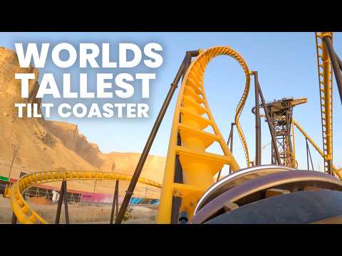 Iron Rattler Front Row POV | Six Flags Qiddiya City 200 Foot Tall Vekoma Tilt Coaster