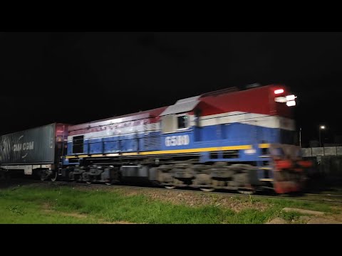 [4K] Tren de contenedores de NCA con la EMD GR-12W 6580 pasando por Marcos Juárez!!!!!!