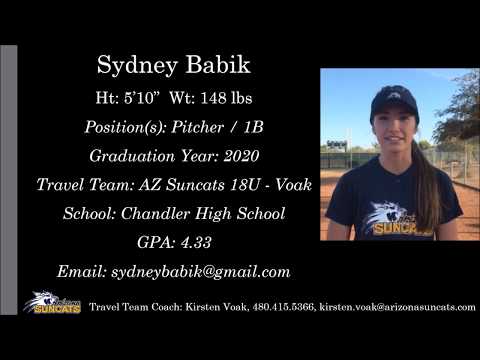 Sydney Babik Softball Skills Video -- 2020 Pitcher 1B