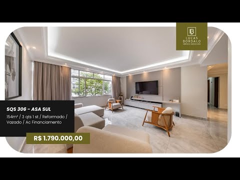 SQS 306 - 154m², 3 bedrooms, 1 suite, renovated - R$ 1,790,000.00