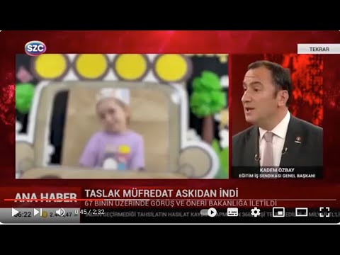 Genel Başkanımız Kadem Özbay`ın müfredat değişikliği ile ilgli açıklamaları Sözcü Tv`de haberleştirildi.  | EĞİTİM İŞ