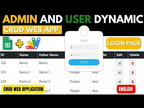 ADMIN & USER LOGIN DYNAMIC CRUD WEB APP USING GOOGLE APP SCRIPT | LOGIN CRUD WEBAPP | B13