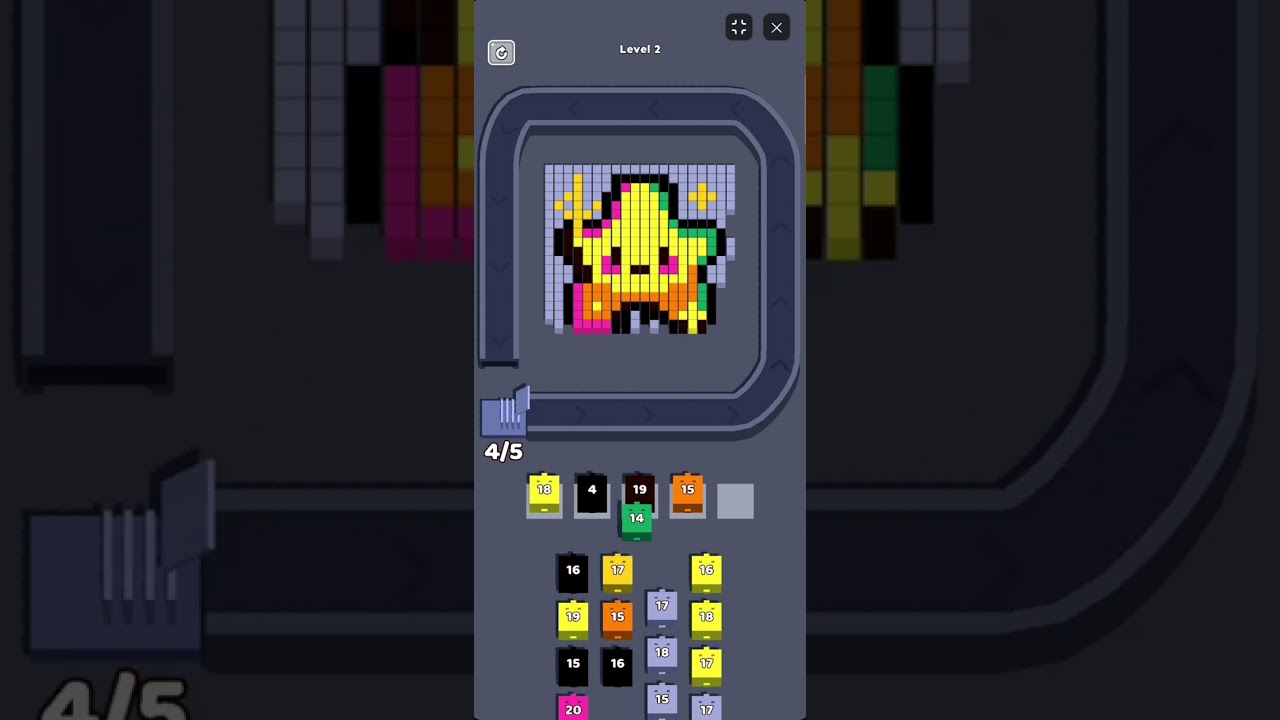 Color Pixel Flow gameplay walkthrough showing combo shooting and puzzle clearing