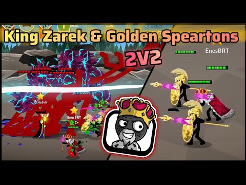 New King Zarek And Golden Speartons In 2v2! Stick War: Saga New Update Solo General Challenge