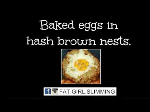 Baked eggs in hash brown nests. Syn free and slimming world friendly.