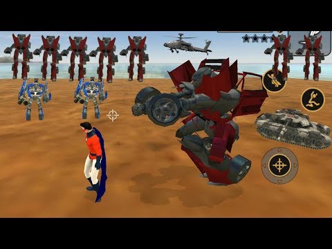Vegas Crime Simulator (Superhero Fight Robot Car on Ground Side) Big Robot Car Fight - Gameplay FHD