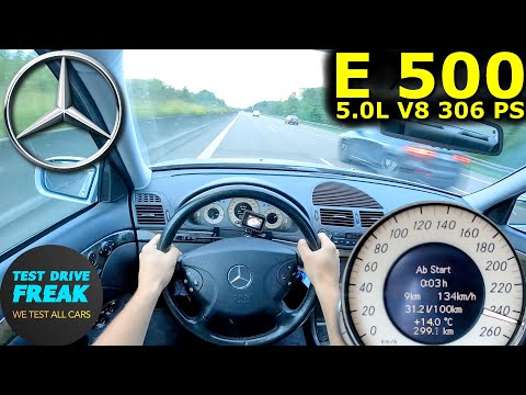 2003 Mercedes E500 4Matic 306 PS Top Speed POV with Fuel Consumption Test