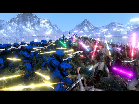 JEDI Laser Knight VS. Halo Spartan Blue - 2,000 units each side - Ultimate Epic Battle Simulator