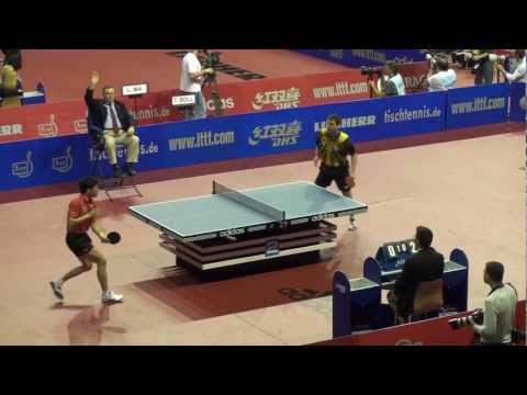 German Open 2010 Berlin  Chen Qi (China) -Timo Boll on brandnew ADIDAS tables 3 STRIPES