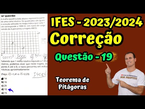 (IFES 2023/2024) - Questão 19 - A malha quadriculada abaixo representa parte de uma carta náutica.