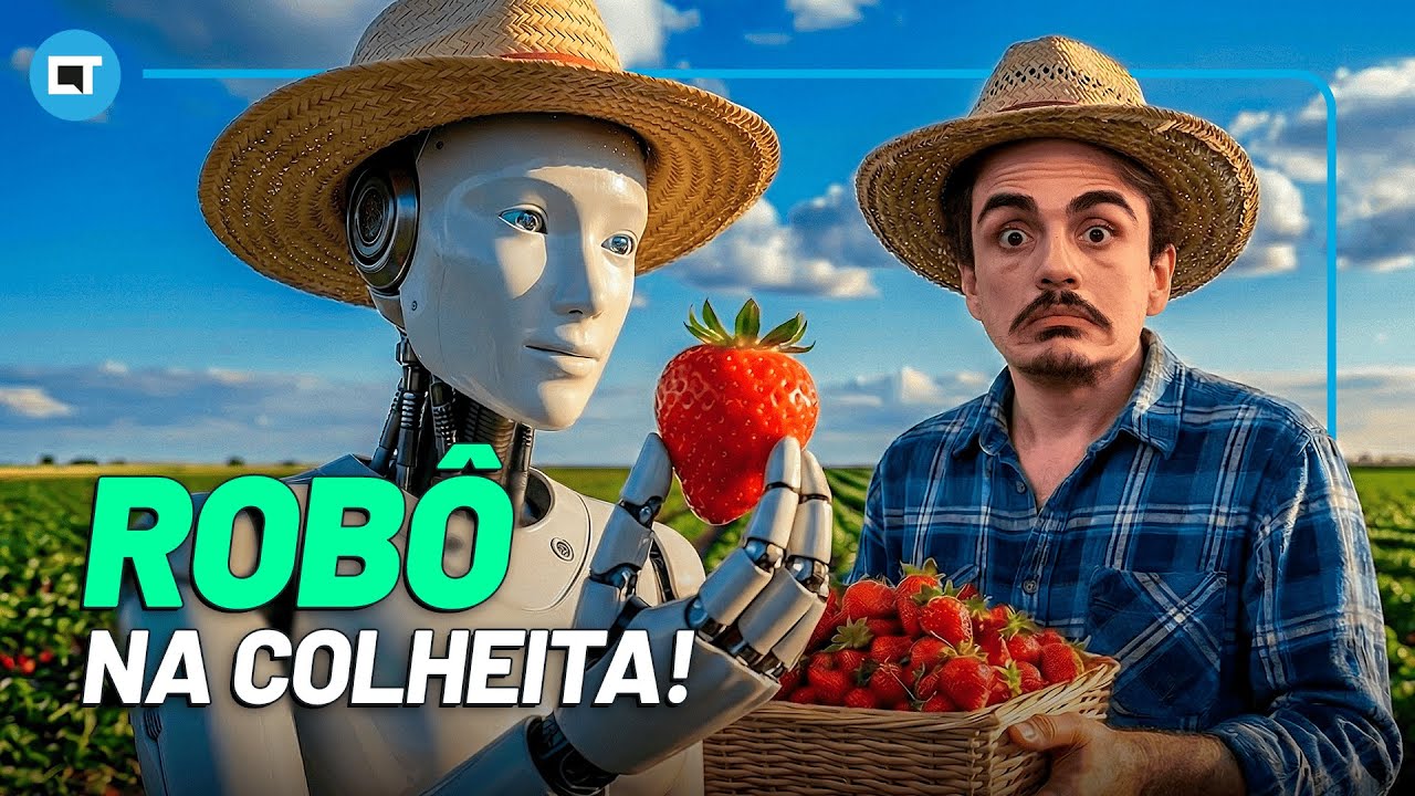 Robô colhendo morango