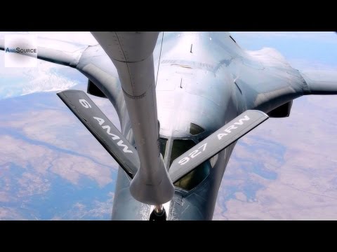 KC-135 Stratotanker Refuels B-1 Bomber