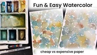 WATERCOLOR: Cheap vs Expensive Paper 💙 Relaxing Beginner Painting -  - 436