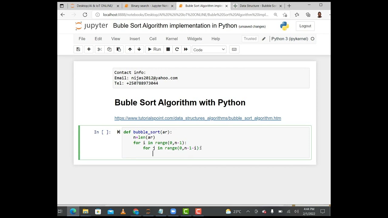 LECT 20 Bubble Sort Algorithm Implementation in Python