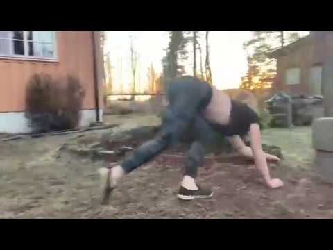 girl running on all fours and jumping just like a horse WTF