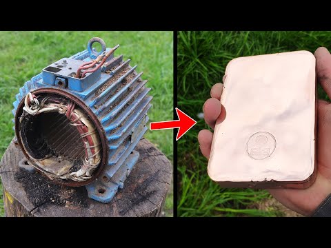 Motor melt down -  Trash to Treasure . Copper casting