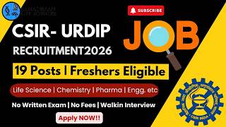 CSIR-URDIP Recruitment 2026 🔥 19 Posts | No Exam | Freshers Eligible | Walk-in!