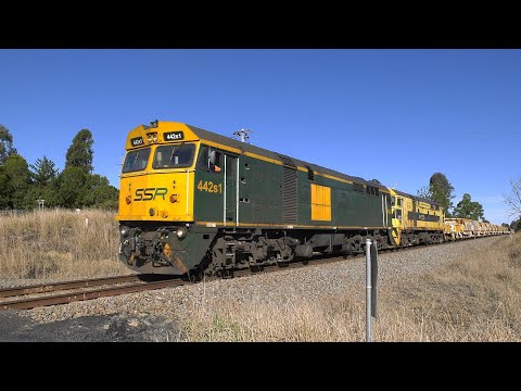 Diesel locomotives 442s1+44206 SSR ballast train