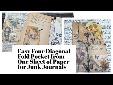 Easy Four Diagonal Fold Pocket from One Sheet of Paper for Junk Journals