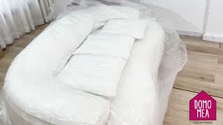 Divano 2 Posti Compatto in Tessuto Bianco 166x96x64 cm - Duna Domo Mea
