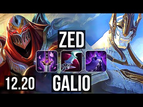 ZED vs GALIO (MID) | 7/0/5, 2.4M mastery, 1500+ games, Godlike | KR Master | 12.20