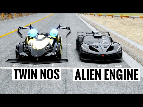 Lamborghini V12 Black Thunder TWIN NOS vs Bugatti Bolide Alien Engine at Speical Stage Route X