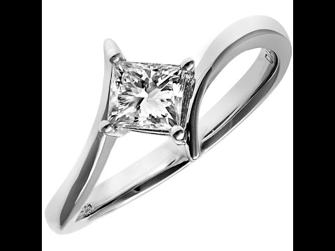 18 Carat White Gold Engagement Ring with 0.50 Carat Princess Cut Diamond