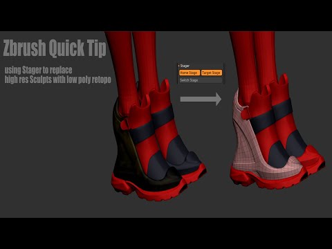 Zbrush Quick Tip using Stager to replace High poly geometry
