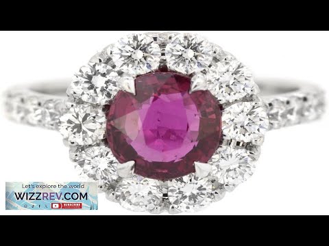 LAWSONS FINE JEWELRY 18K White Gold Natural Ruby and Diamond Halo Engagement
