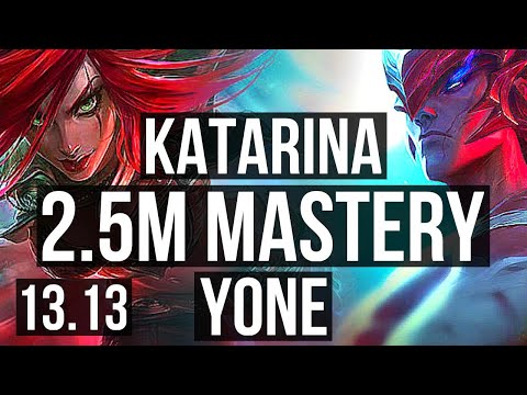 KATARINA vs YONE (MID) | 10/0/1, 2.5M mastery, 800+ games, Legendary | EUW Master | 13.13