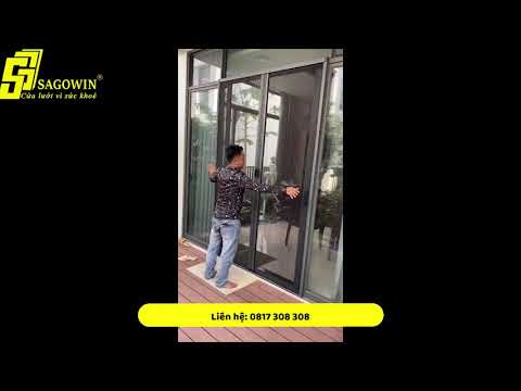 Cửa Lưới Xếp Sagowin Hệ Cao Cấp Hai Cánh Màu Xingfa Window