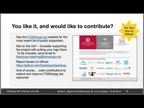 OW2online20: SW360 and FOSSology - A Team for License Compliance( Michael C. Jaeger )