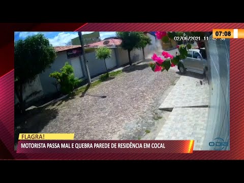 Motorista passa mal dirigindo e caminhonete bate contra parede de residência em Cocal 03 06 2021