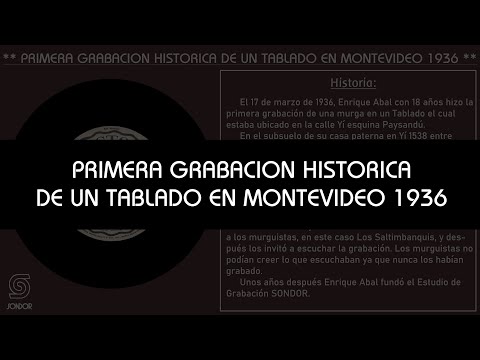 ** Primera Grabación Histórica de un Tablado en Montevideo 1936 Los Saltimbanquis**