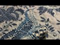 Vintage blue thread painted bird, leaves and blooms with secret scroll for Leanne’s #stitcheryswap