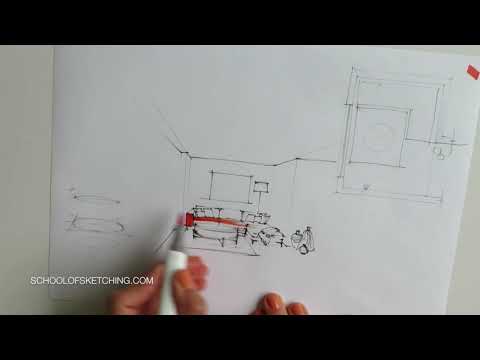✏️The 9 principles of one-point perspective in interior sketching