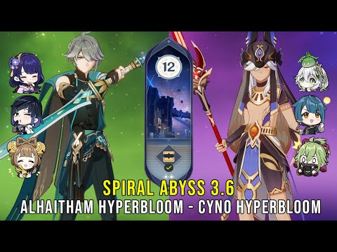 C0 Alhaitham Hyperbloom and C1 Cyno Hyperbloom - Genshin Impact Abyss 3.6 - Floor 12 9 Stars
