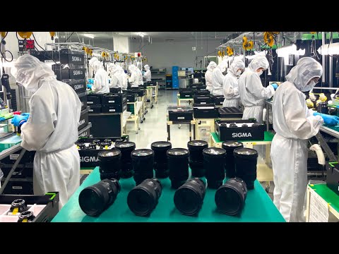 カメラ用交換レンズを作るプロセス。日本の光学機器メーカー。