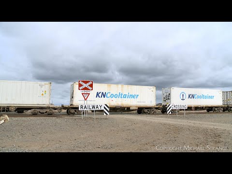 7902V Mildura Container Train At Buchter Road Railway Crossing Gheringhap Loop (11/8/2023) - PoathTV