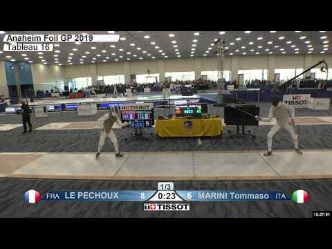 2019 Absolute FIE Grand Prix Anaheim Men's Foil T16: Le Pechoux vs. Marini