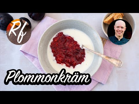 Plommonkräm av kokta plommon och socker redd med potatismjöl. Krämen passar till frukost, mellanmål, fika, lätt lunch eller kvällsmål.>