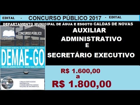 Edital Apostila Concurso DEMAE GO 2017 Auxiliar Administrativo e secretário executivo