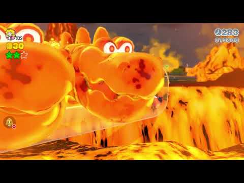 Super Mario 3D World Castle-7 Simmering Lava Lake [Green Stars & Stamp Locations] - Nintendo Switch