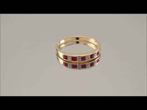 9ct Gold Diamond And Ruby Half Eternity Ring - D8843