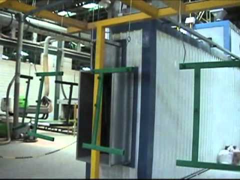 Linha de pintura à pó contínua com fosfatização orgânica estacionária